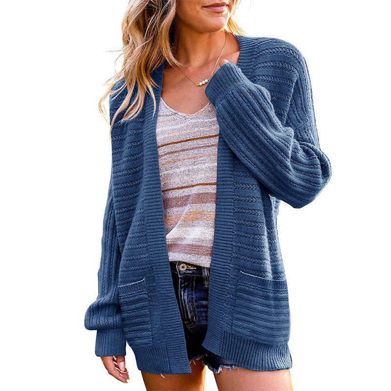 Casual Fall Knitted Cardigans-Sweater&Hoodies-Blue-S-Free Shipping Leatheretro