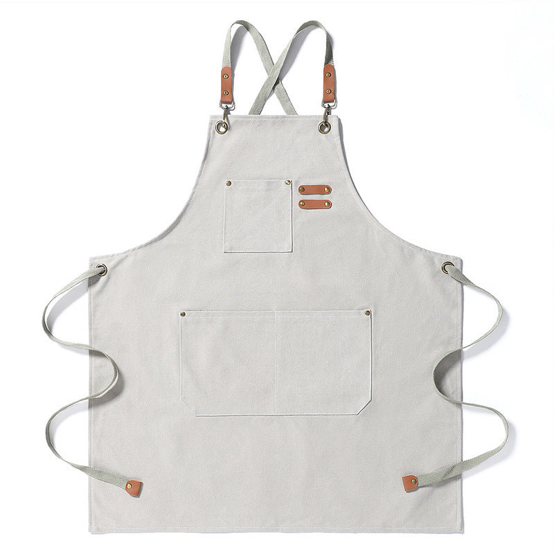Heavy-Duty Canvas Apron – BBQ, Nail Salon, Kitchen Workwear, Home & Commercial Use-Canvas Aprons-Off-white.-Free Shipping Leatheretro
