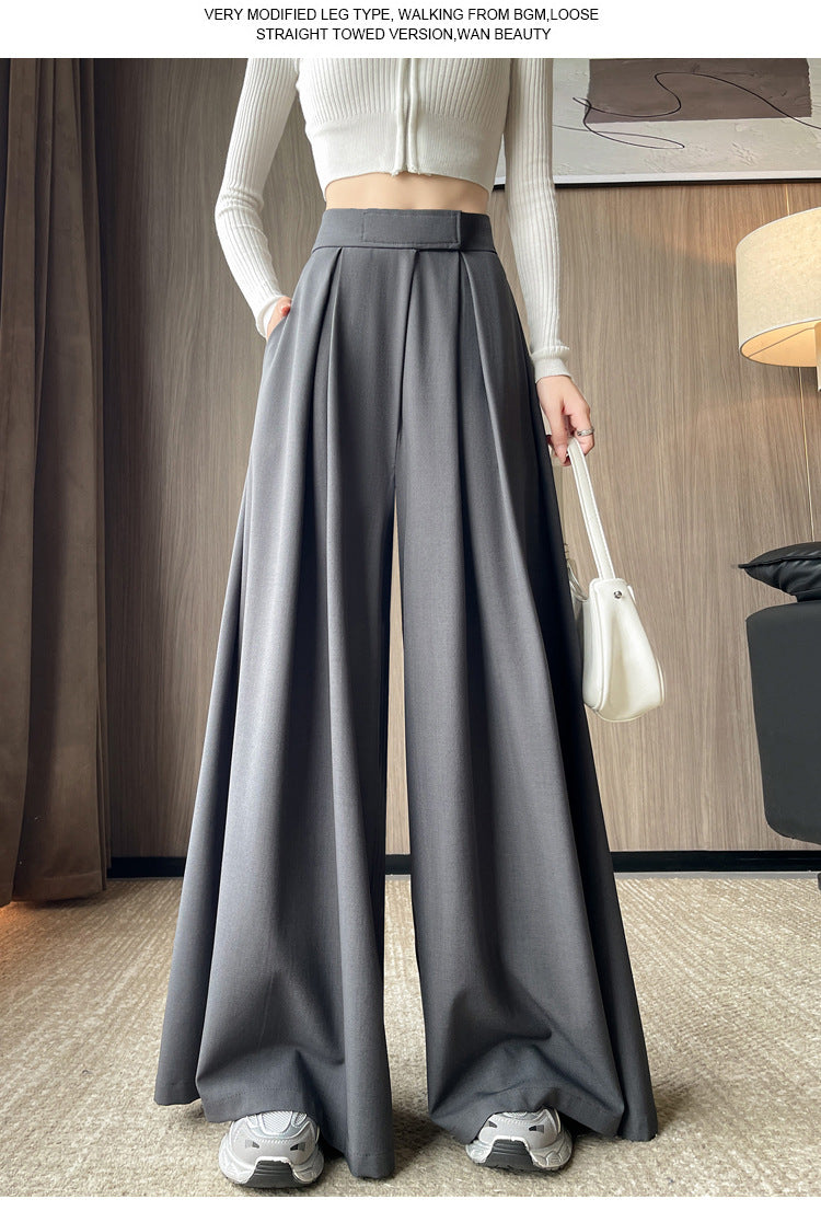 Casual High Waist Loose Wide Legs Straight Pants-Pants-Black-S-Free Shipping Leatheretro