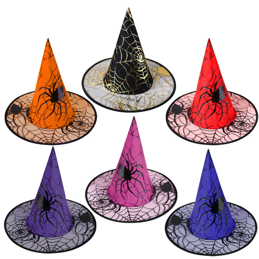 Witch Hat Halloween Decorations - Deluxe Mesh Witch Hats for Costume Parties 6pcs/One Set