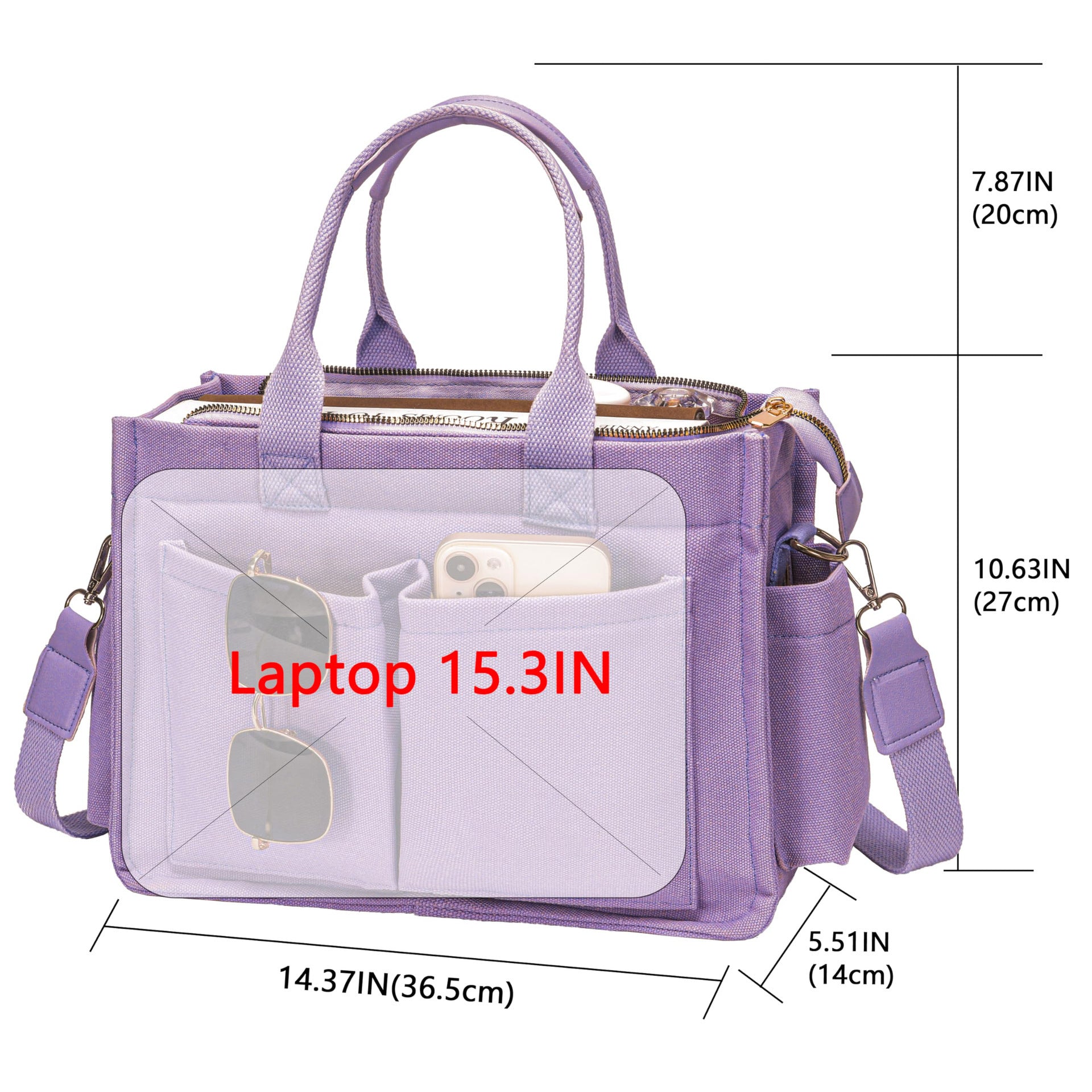 Large Canvas Tote Bag Laptop Crossbody Bag, Spacious Mom Diaper Bag-Canvas Bag-Black-A-Free Shipping Leatheretro