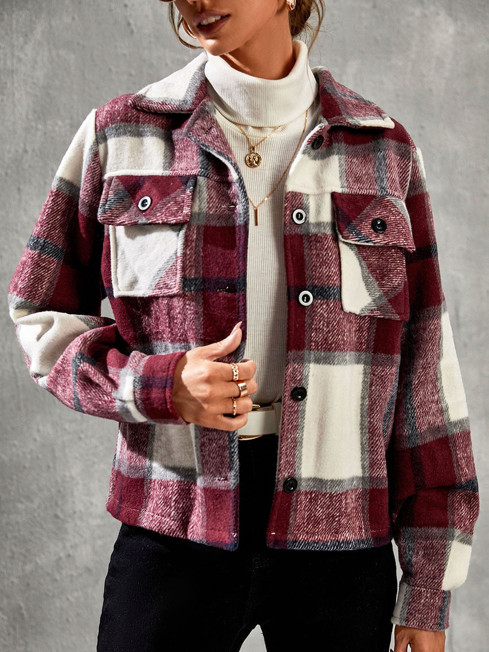 Fashion Turnover Collar Short Jackets Coats-Coats & Jackets-A-S-Free Shipping Leatheretro