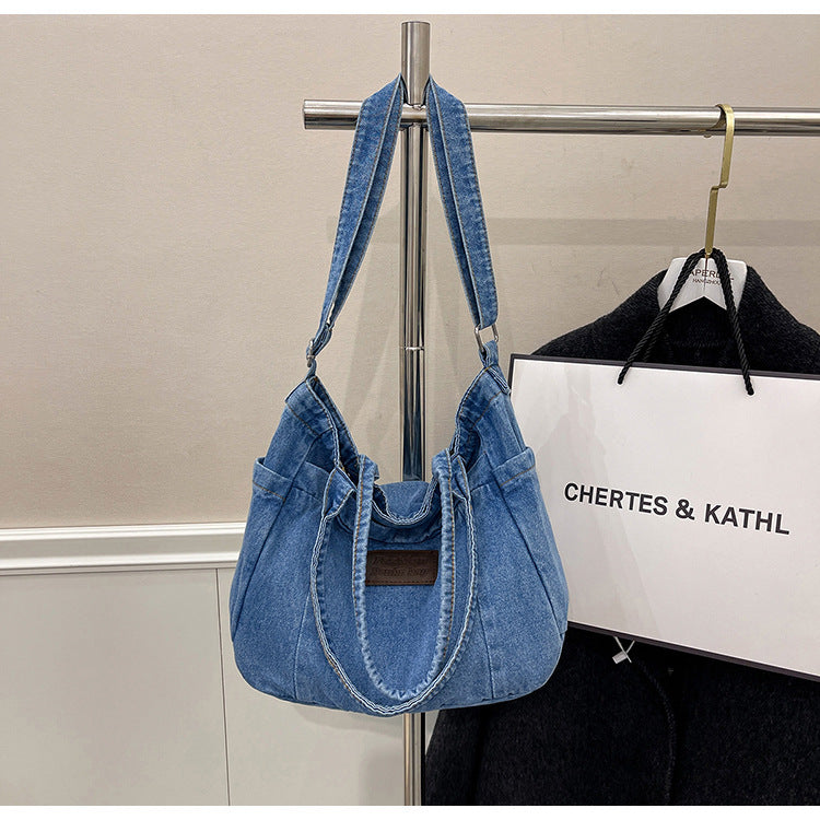 Denim Tote Bag for Women-Canvas Bag-Dark Blue-Free Shipping Leatheretro