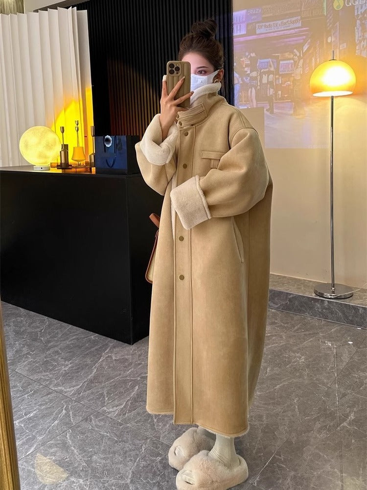 Fashion Faux Fur Winter Long Outerwear for Women-Outerwear-Apricot-S-Free Shipping Leatheretro