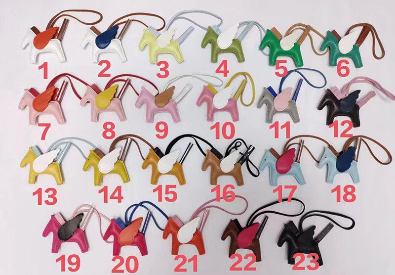 Handmade Sheepskin Car Rearview Mirror Charm Keychain-Keychains-Left Message for Number-Free Shipping Leatheretro