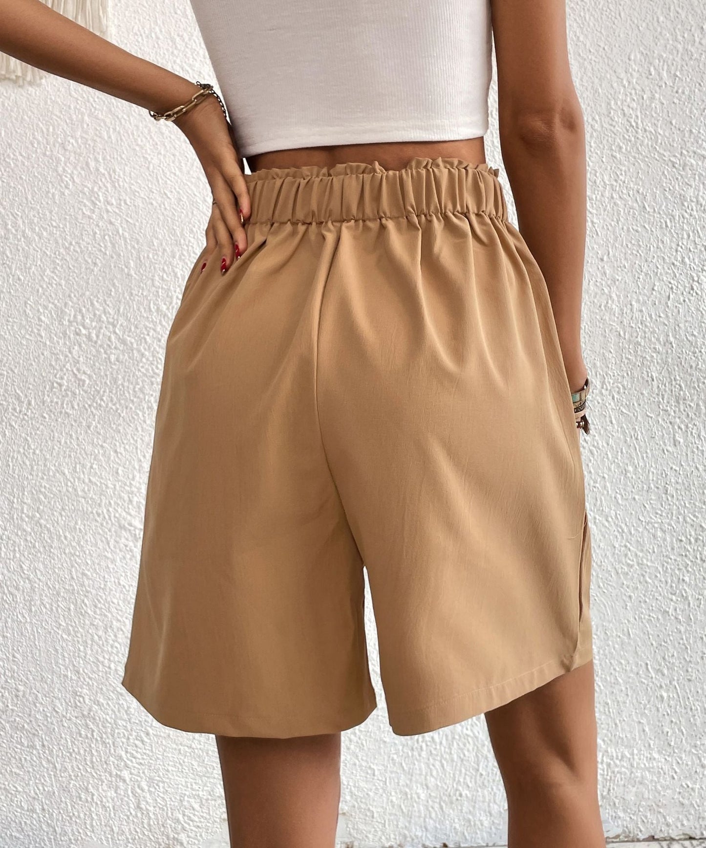 Summer High Waist Short Pants for Women-Shorts-Khaki-S-Free Shipping Leatheretro