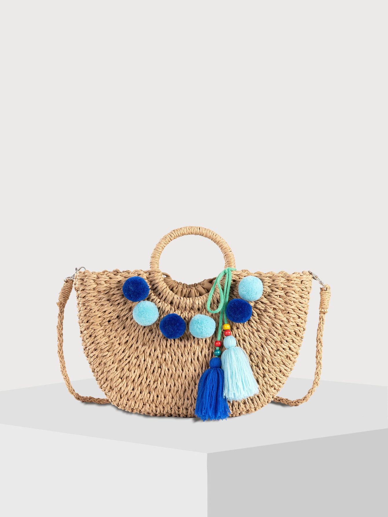 Boho Straw Woven Handbag – Women’s Natural Rattan Tote Bag-Apricot flowers-Free Shipping Leatheretro