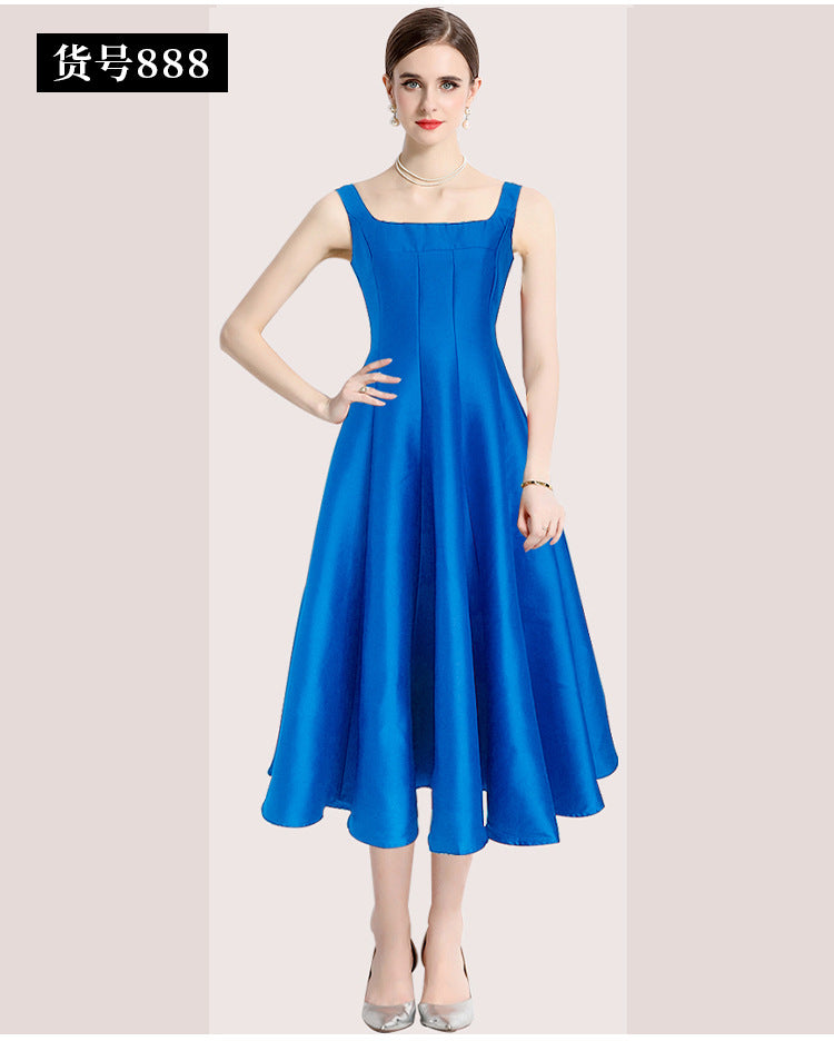 Vintage Simple Ball Evening Party Dresses-Dresses-Blue-2XL-Free Shipping Leatheretro