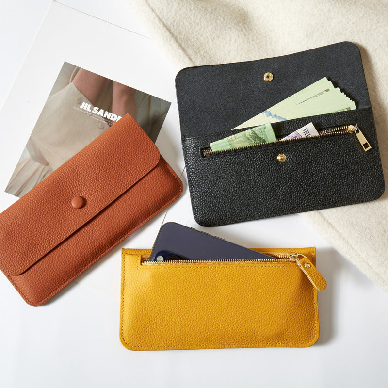 Long Leather Wallet for Women-Handbags, Wallets & Cases-yellow-Free Shipping Leatheretro