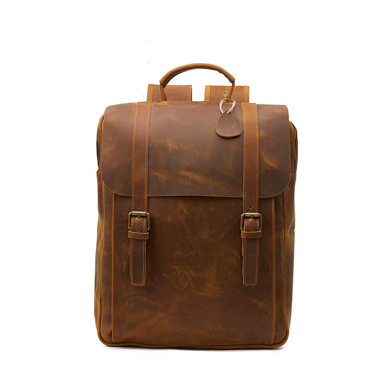Genuine Leather Men's Backpack-Backpack-Brown-30cm*10cm*38cm-Free Shipping Leatheretro
