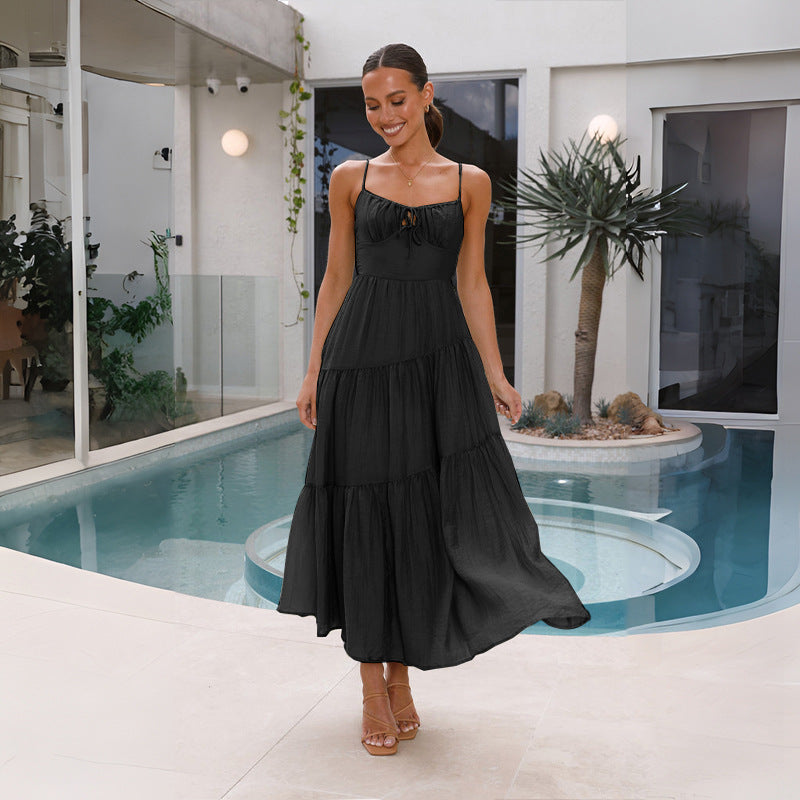 Casual Backless Long Maxi Dresses-Dresses-Black-S-Free Shipping Leatheretro