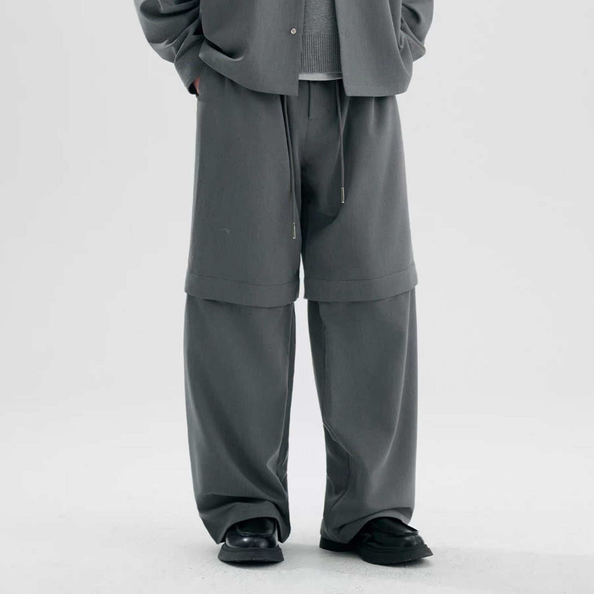 TIWILLTANG Detachable Drawstring Straight-Leg Pants-Pants-S-White-Free Shipping Leatheretro