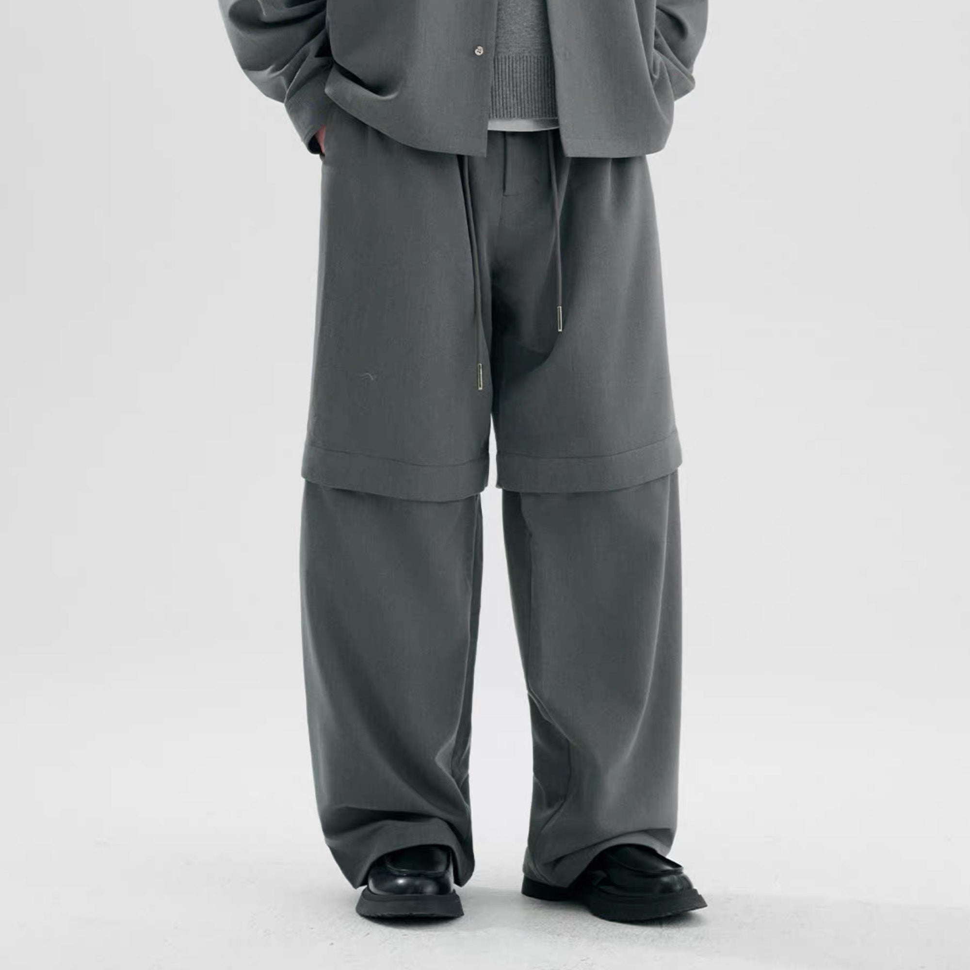 TIWILLTANG Detachable Drawstring Straight-Leg Pants-Pants-S-White-Free Shipping Leatheretro