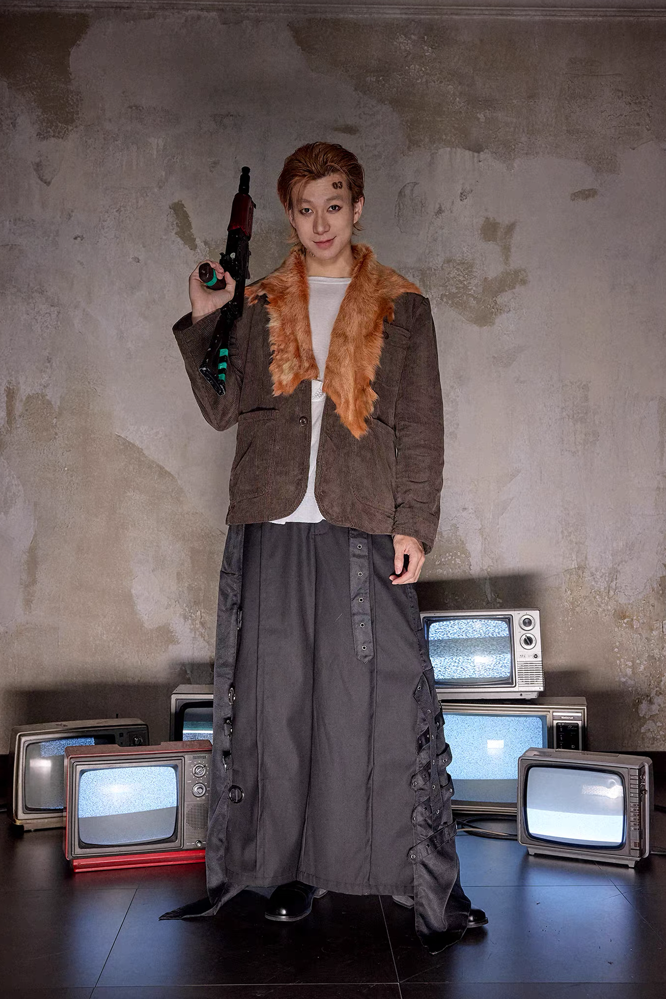 NOTHINGNESS WORLD Faux Fur Lapel Corduroy Blazer Jacket-Jacket-S (Preorder)-Free Shipping Leatheretro