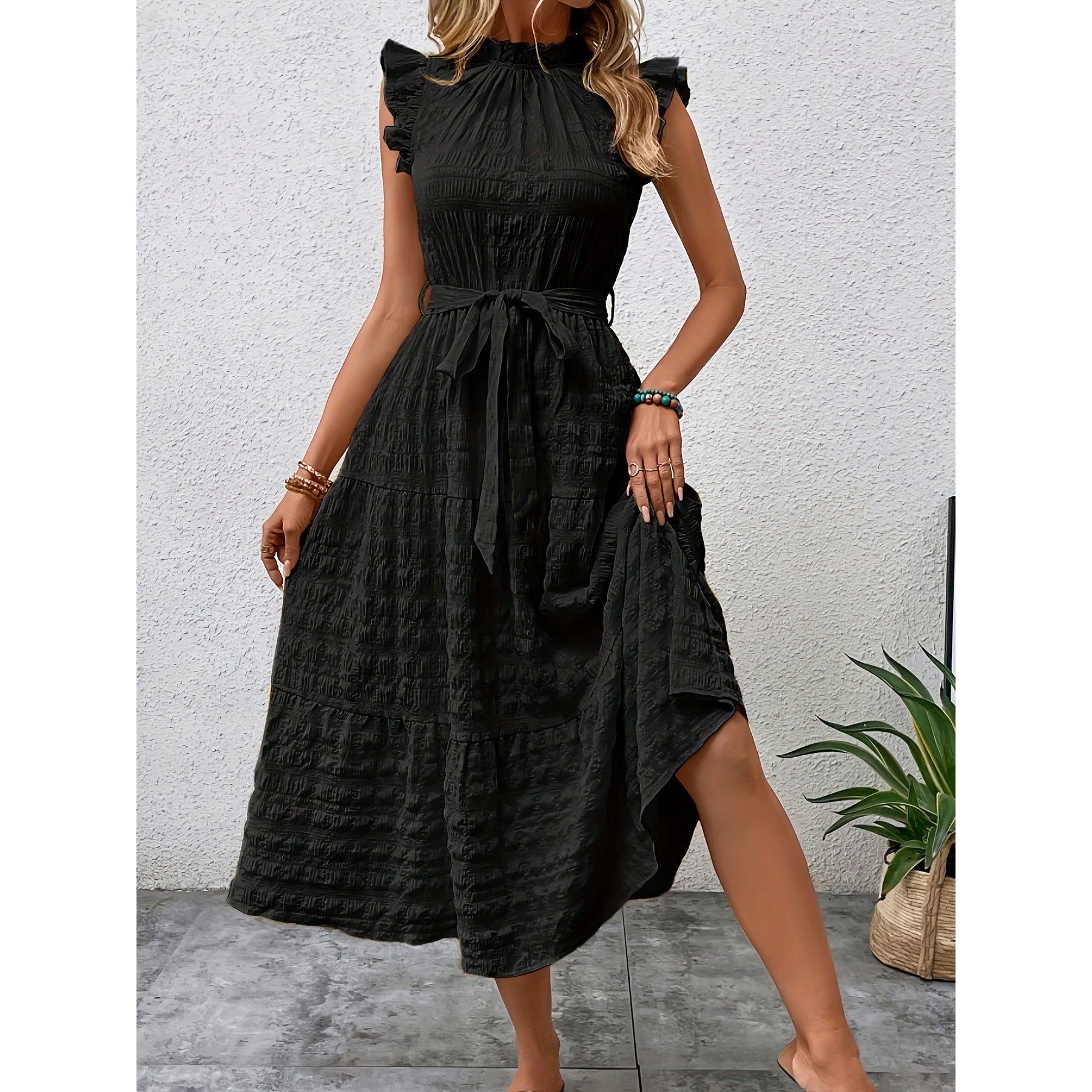 Causal Summer Vacation Long Dresses-Black-S-Free Shipping Leatheretro