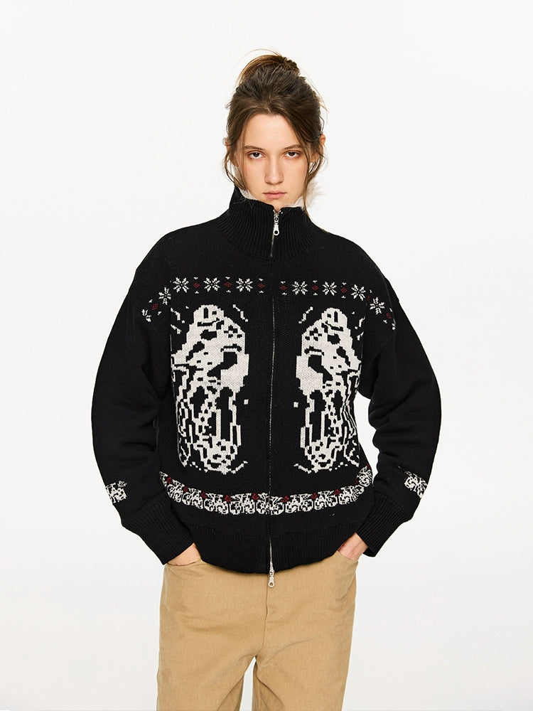 KREATE Women's Plush Knit Jacket with Dyed Tip Fur-Black-S-Free Shipping Leatheretro