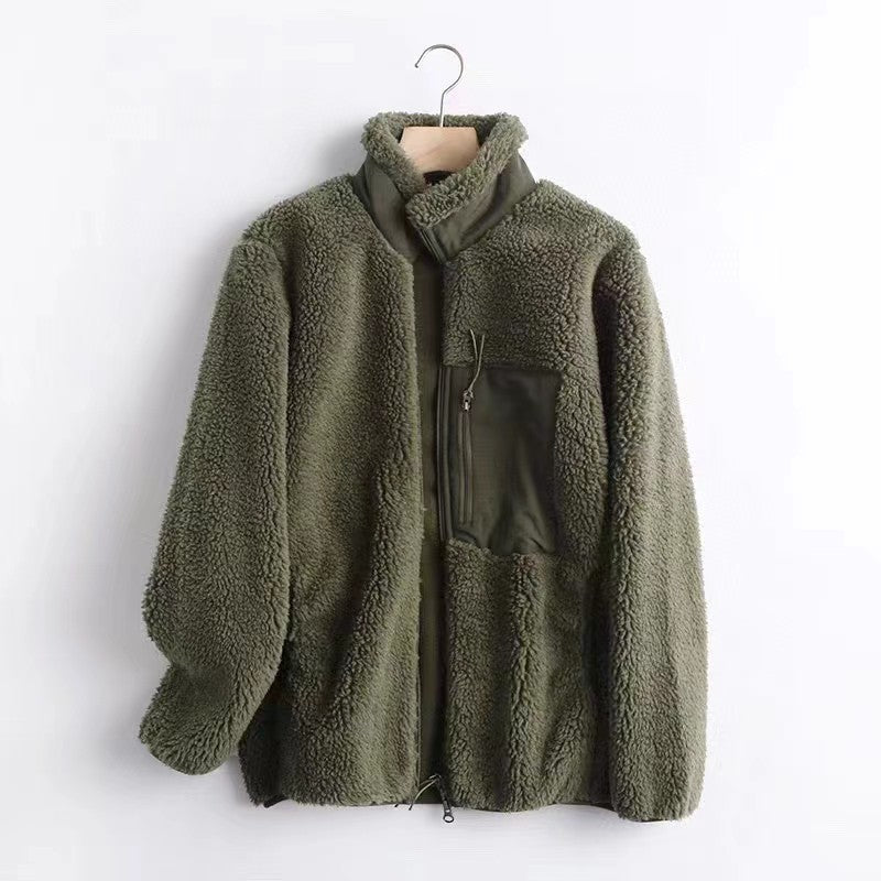 Casual Women and Men Winter Fleece Jacket Coats-Outerwear-Coffee-S-Free Shipping Leatheretro