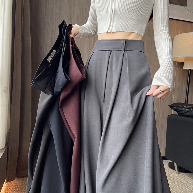 Casual High Waist Loose Wide Legs Straight Pants-Pants-Black-S-Free Shipping Leatheretro