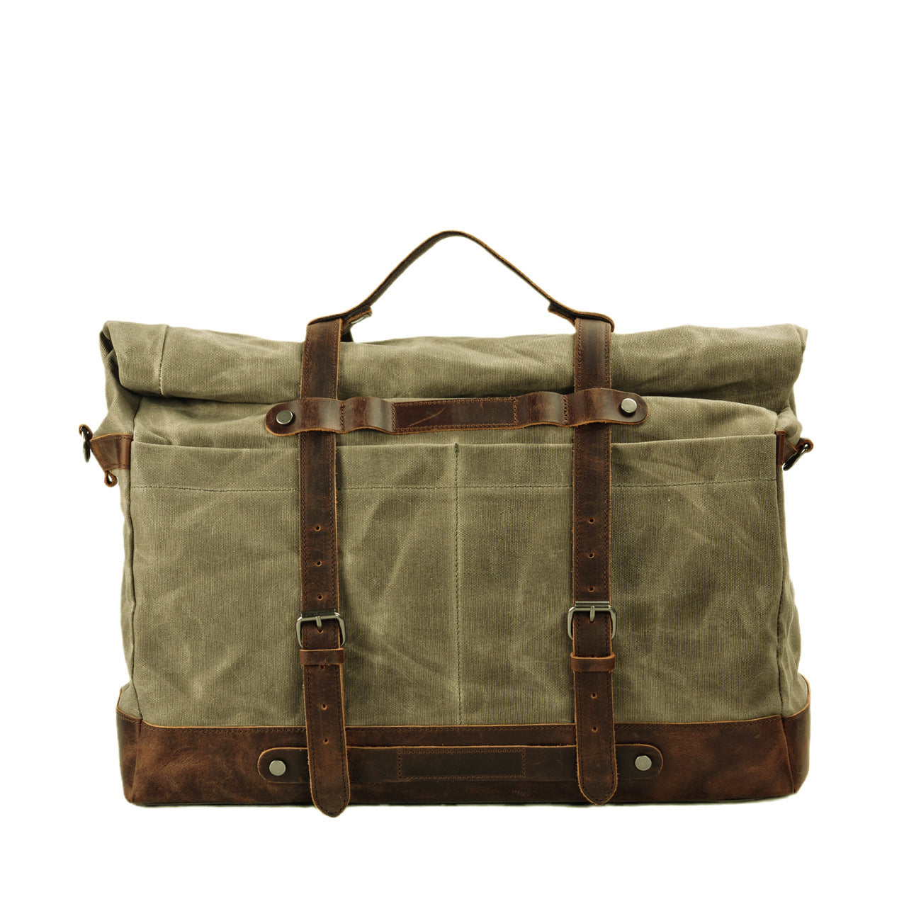 Large Capacity Vintage Waxed Canvas Travel Tote Bag-green-Free Shipping Leatheretro