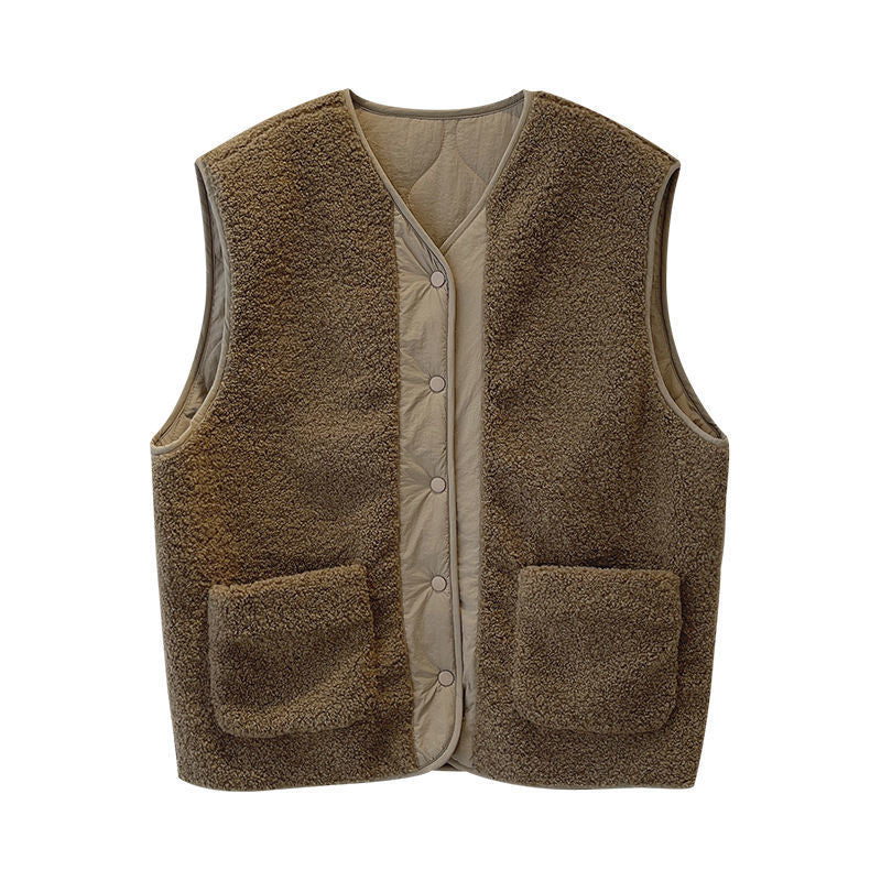 Fashion Women Fleece Warm Vest-Vests-Coffee-S-Free Shipping Leatheretro