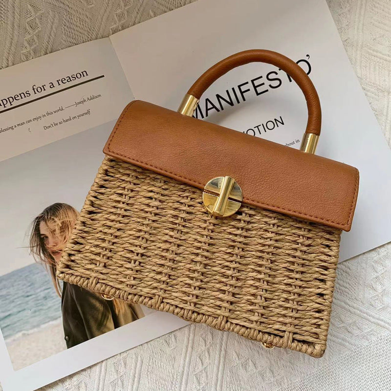 Women's Small Square Crossbody Bag-Khaki-Free Shipping Leatheretro