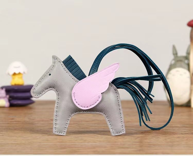 Handmade Sheepskin Car Rearview Mirror Charm Keychain-Keychains-Left Message for Number-Free Shipping Leatheretro