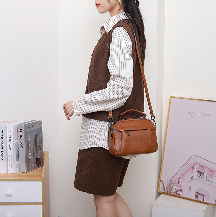 Genuine Leather Women's Handbag-black-22CM*8CM*17CM-Free Shipping Leatheretro