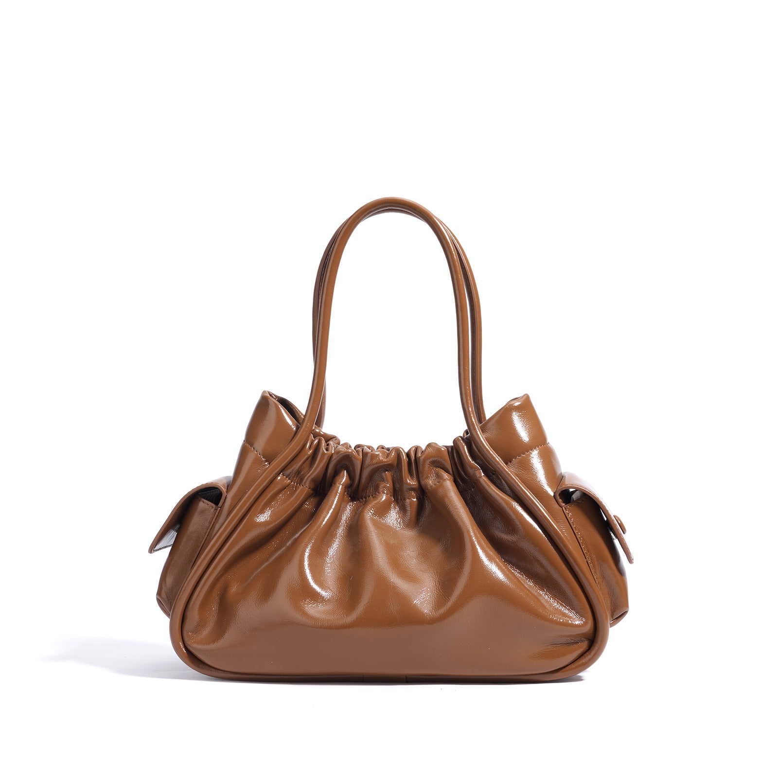 Minimalist Solid Color Bucket Bag-Shoulder Bags-yellow brown-Free Shipping Leatheretro