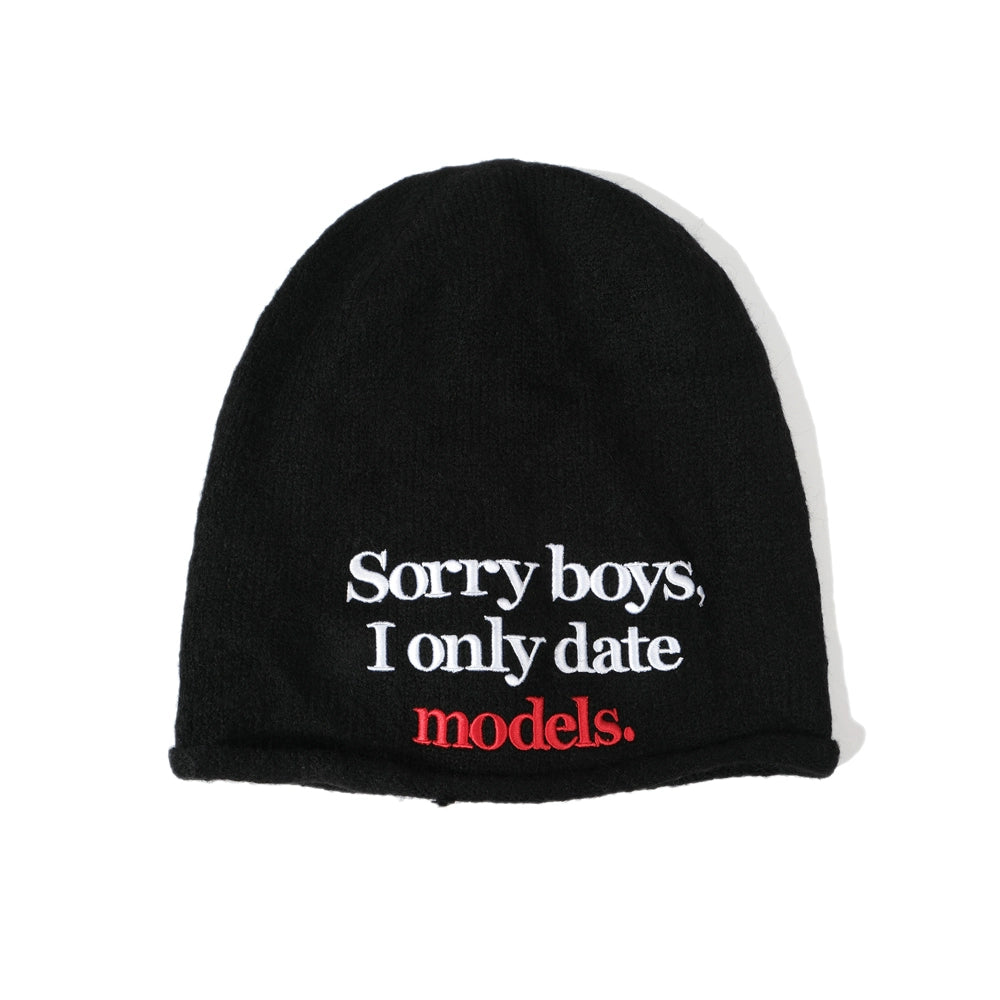 WCC Sorry Boys I Only Date Models Knitted Beanie-Black-Free Size for All-Free Shipping Leatheretro