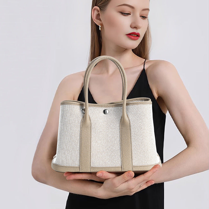 Women's Genuine Leather Tote Bag-Handbags-Khaki 30CM-Free Shipping Leatheretro