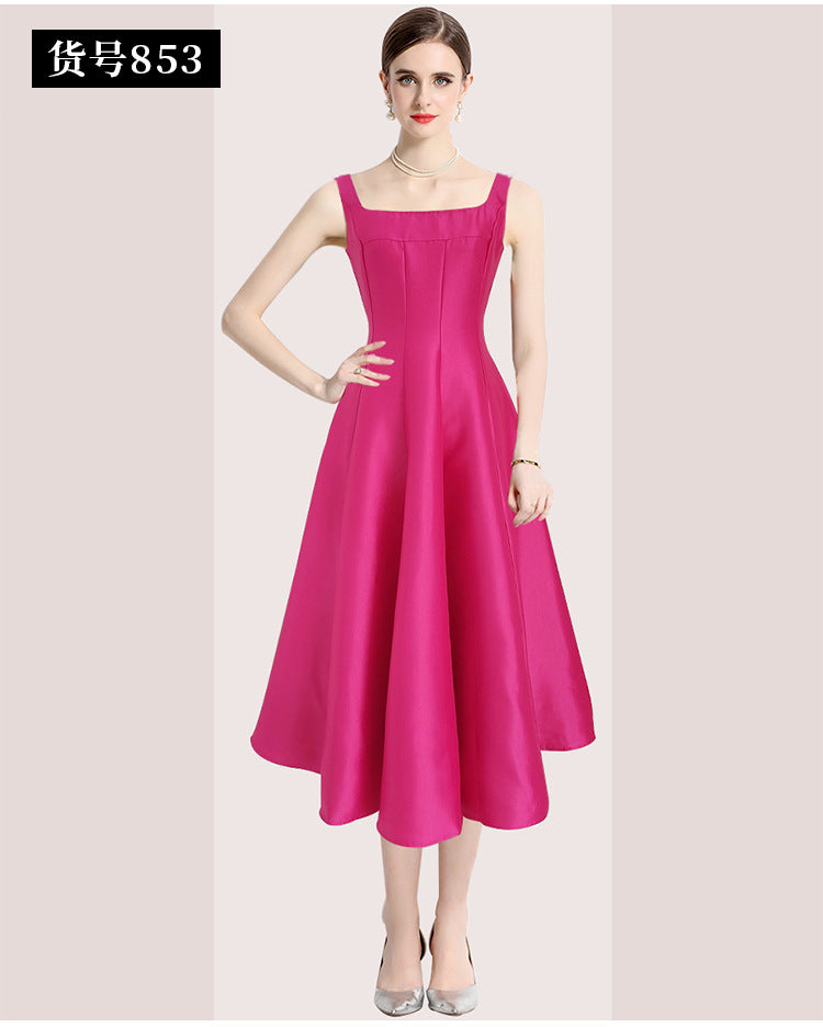 Vintage Simple Ball Evening Party Dresses-Dresses-Rose Red-2XL-Free Shipping Leatheretro