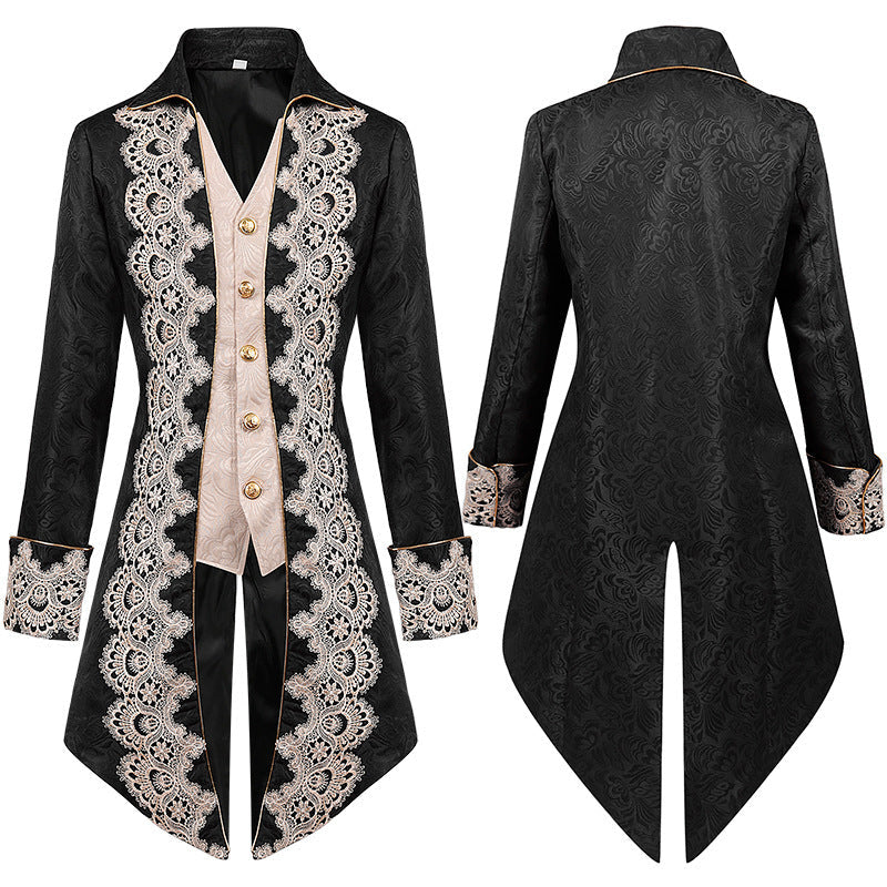 Men's Gothic Victorian Frock Coat-Black-S-Free Shipping Leatheretro
