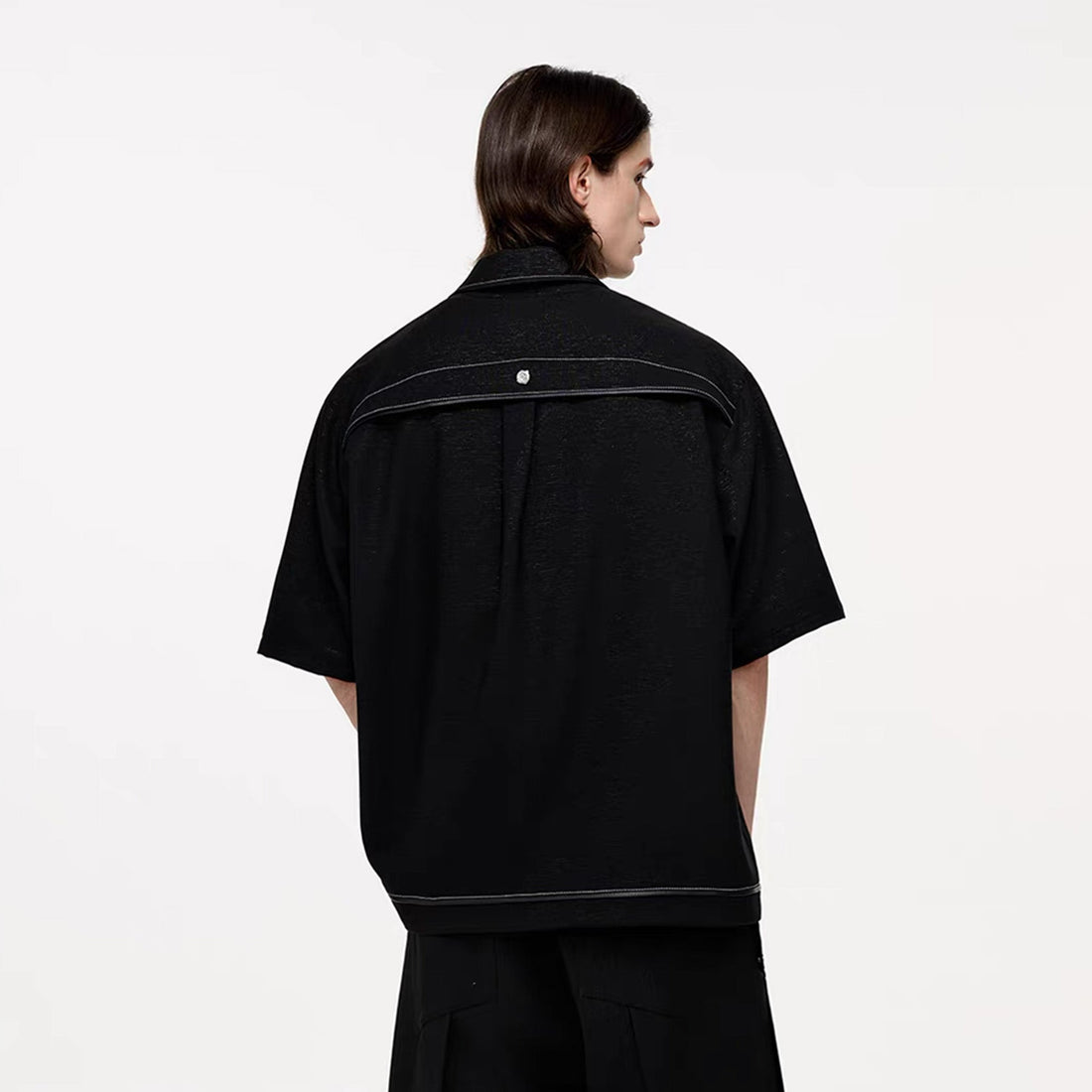TIWILLTANG Studded Trim Zip-Up Half Shirt-T Shirt-S-Free Shipping Leatheretro