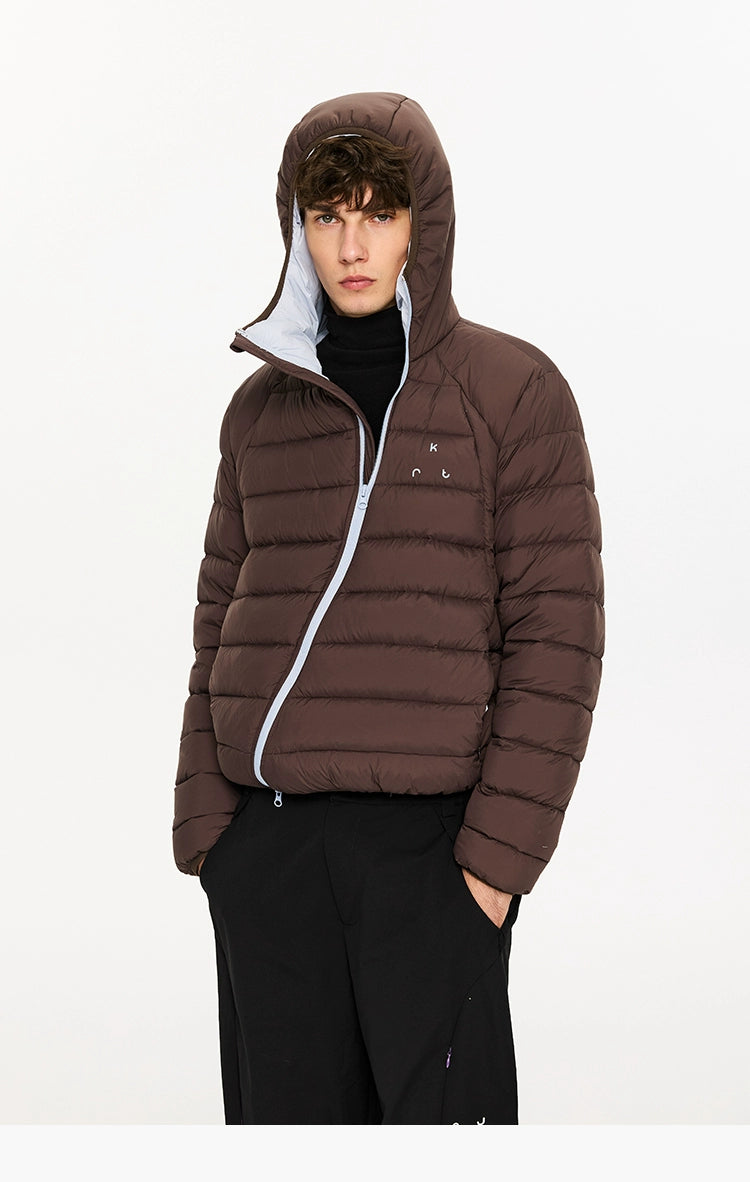 KREATE Color-Block Down Jacket with 90% White Duck Down-Black-S-Free Shipping Leatheretro