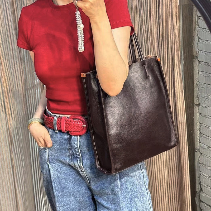 Full-Grain Cowhide Vintage Shoulder Bag-Handbags-Black-Free Shipping Leatheretro