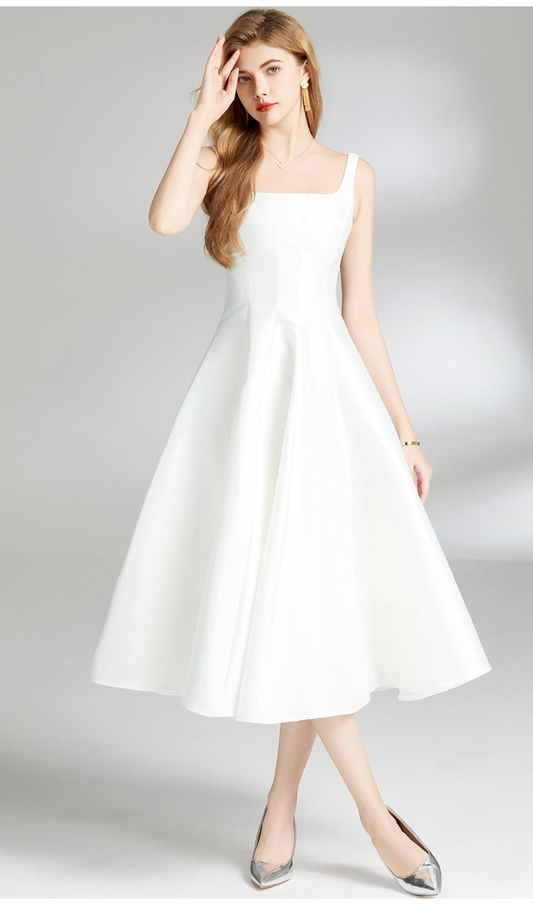 Vintage Simple Ball Evening Party Dresses-Dresses-White-2XL-Free Shipping Leatheretro