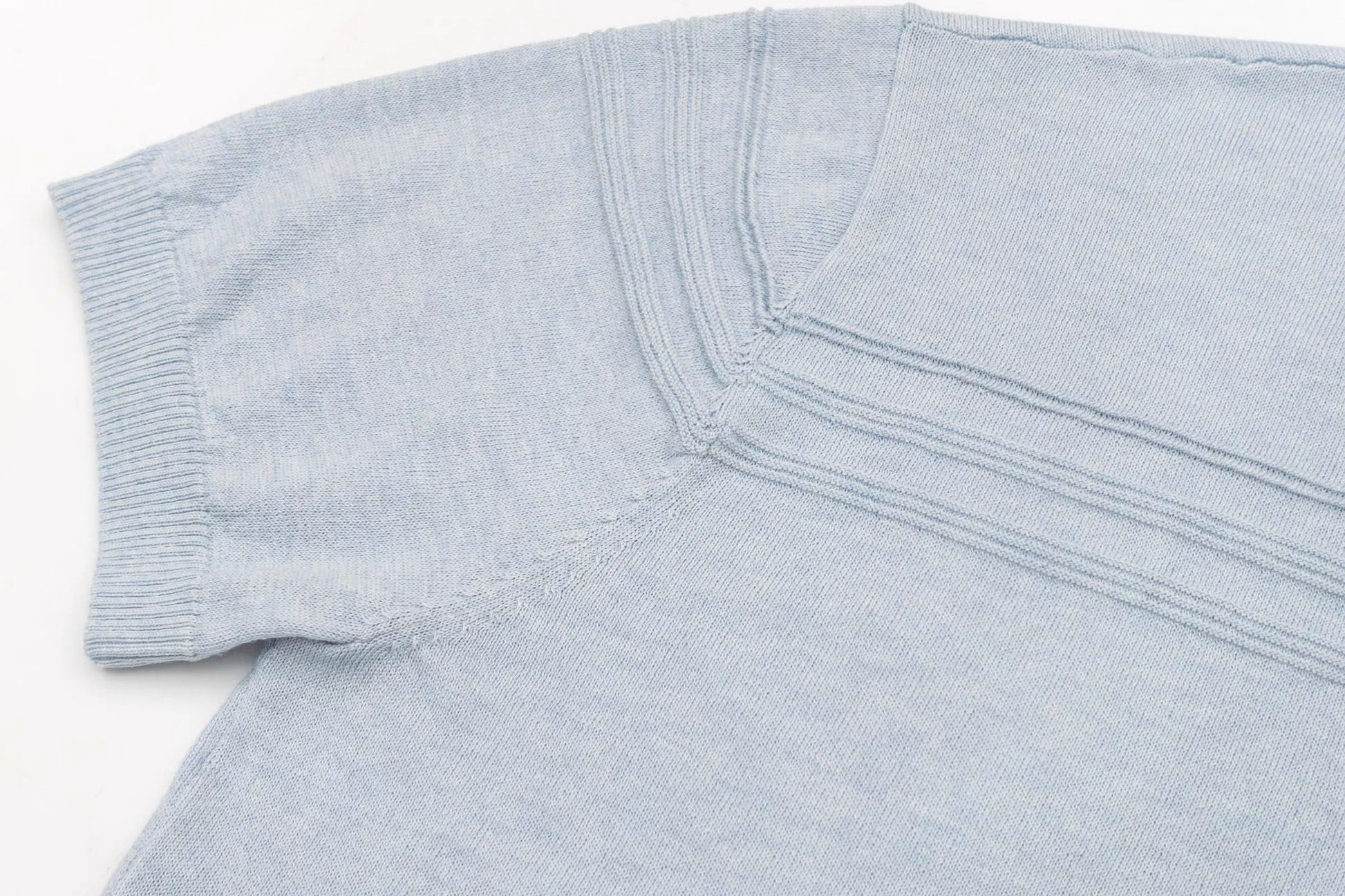 IN EXISTENCE Jacquard-Trim Wool-Blend Knit Half Shirt-Half shirt-S (1)-Blue (S M for Preorder)-Free Shipping Leatheretro