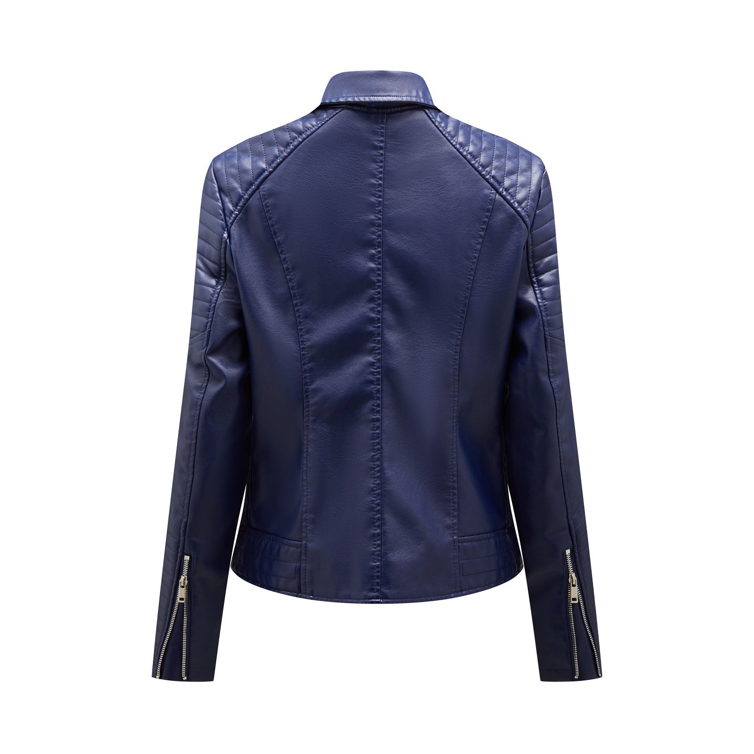 Women's Motorcycle Short Faux Leather Jacket-black-S-Free Shipping Leatheretro