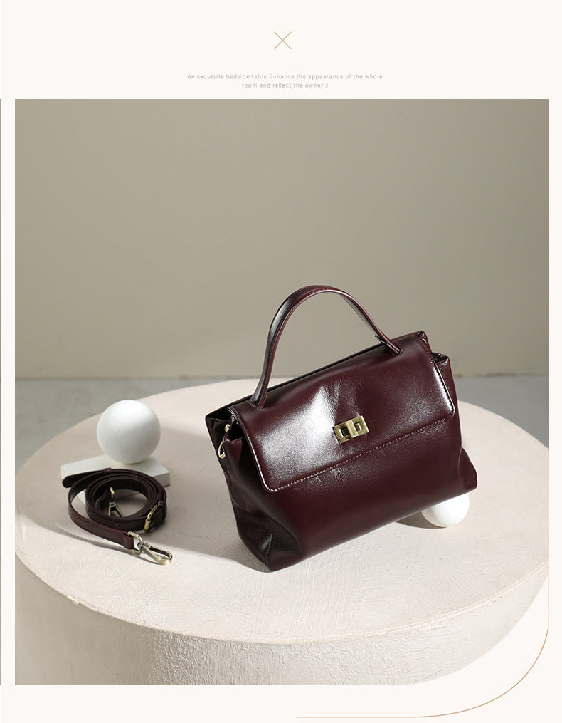 Genuine Top-Grain Soft Cowhide Leather Crossbody Bag-Handbags-Light Brown-Free Shipping Leatheretro