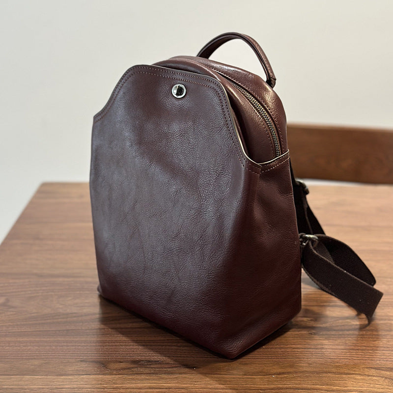 Genuine Top-Grain Leather Backpack – Stylish & Spacious Travel-brown-Free Shipping Leatheretro