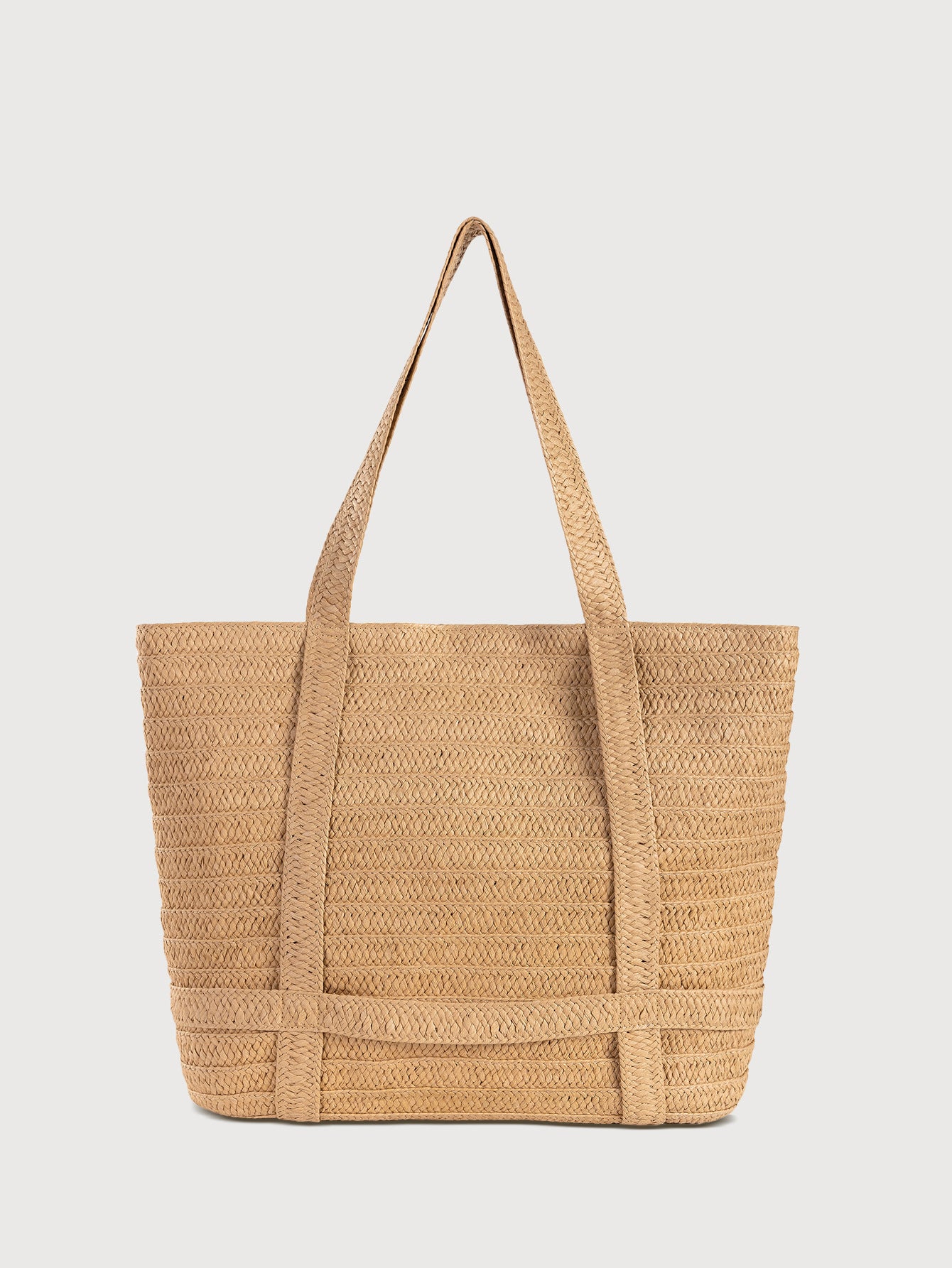 Handwoven Straw Tote Bag with Matching Hat-Apricot-Free Shipping Leatheretro