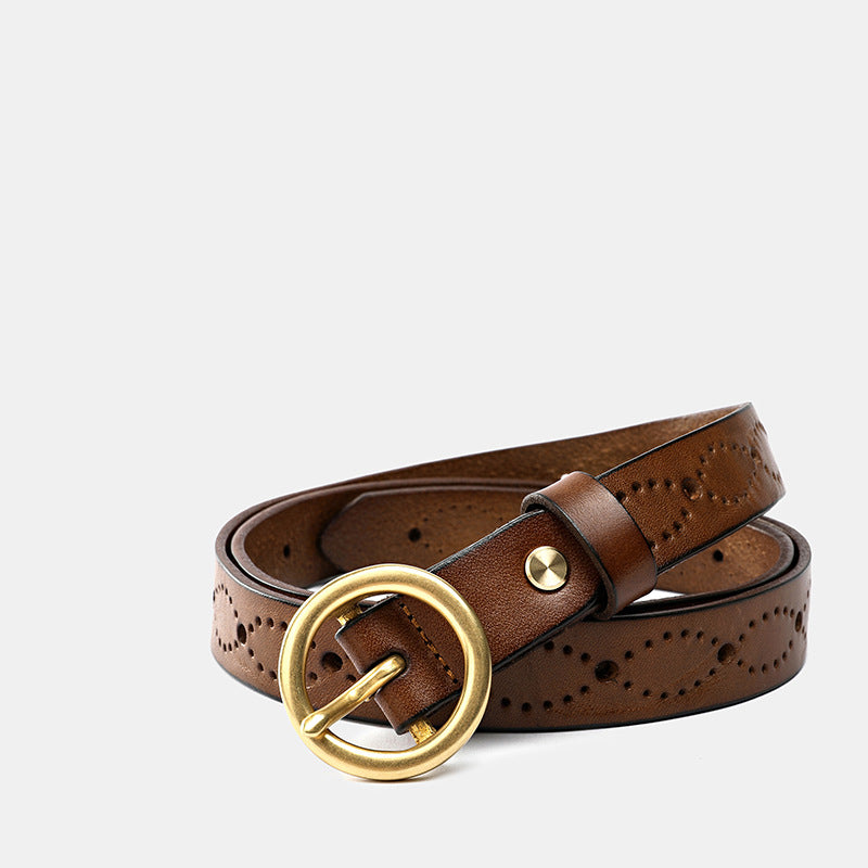 Women's Genuine Leather Belt-Green-105-125-Free Shipping Leatheretro