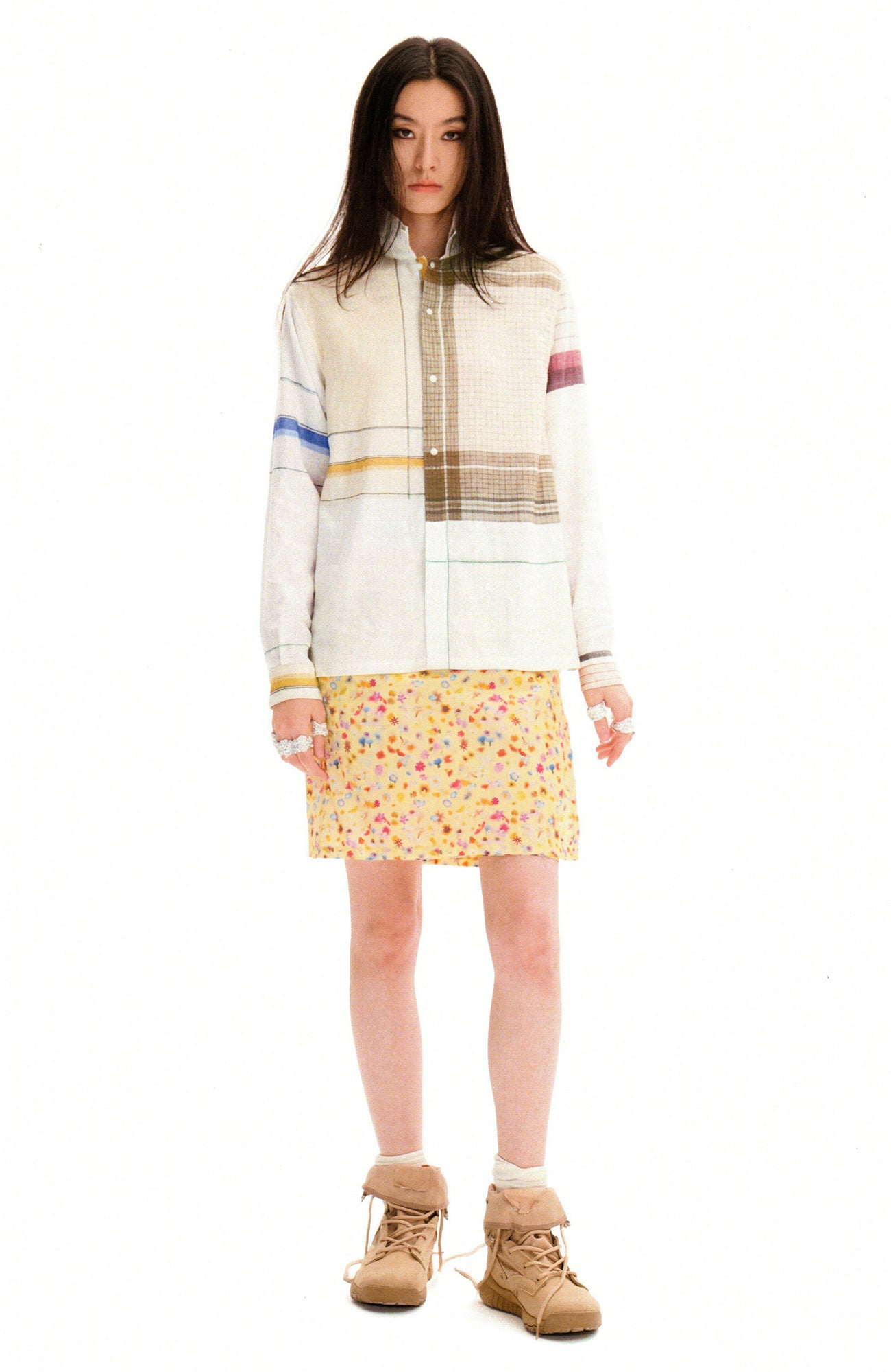 URBAN+FOREST Patchwork Plaid Shirt-Shirt-S-Free Shipping Leatheretro