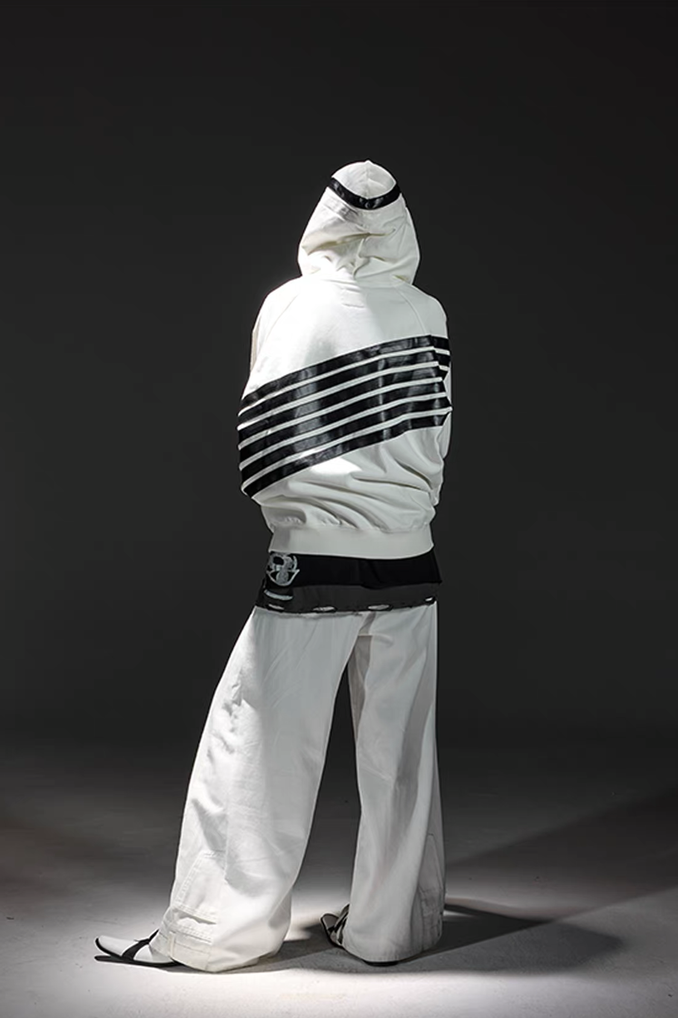 NOTHINGNESS WORLD Four-Stripe Wide-Leg Sweatpants-Pants-S-Black-Free Shipping Leatheretro
