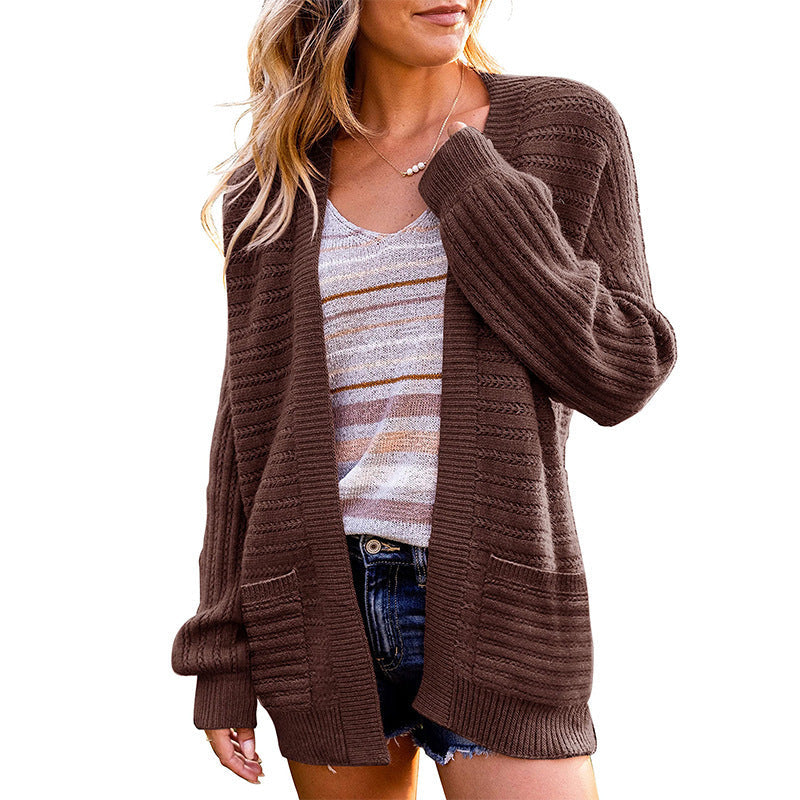 Casual Fall Knitted Cardigans-Sweater&Hoodies-Coffee-S-Free Shipping Leatheretro