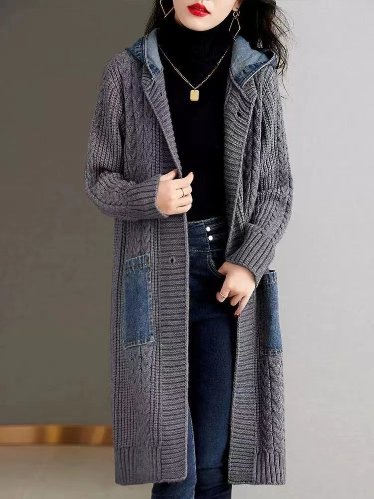 Casual Plus Sizes Knitted Cardigan Jacket Coats-Coats & Jackets-Coffee-M 40-50 kg-Free Shipping Leatheretro