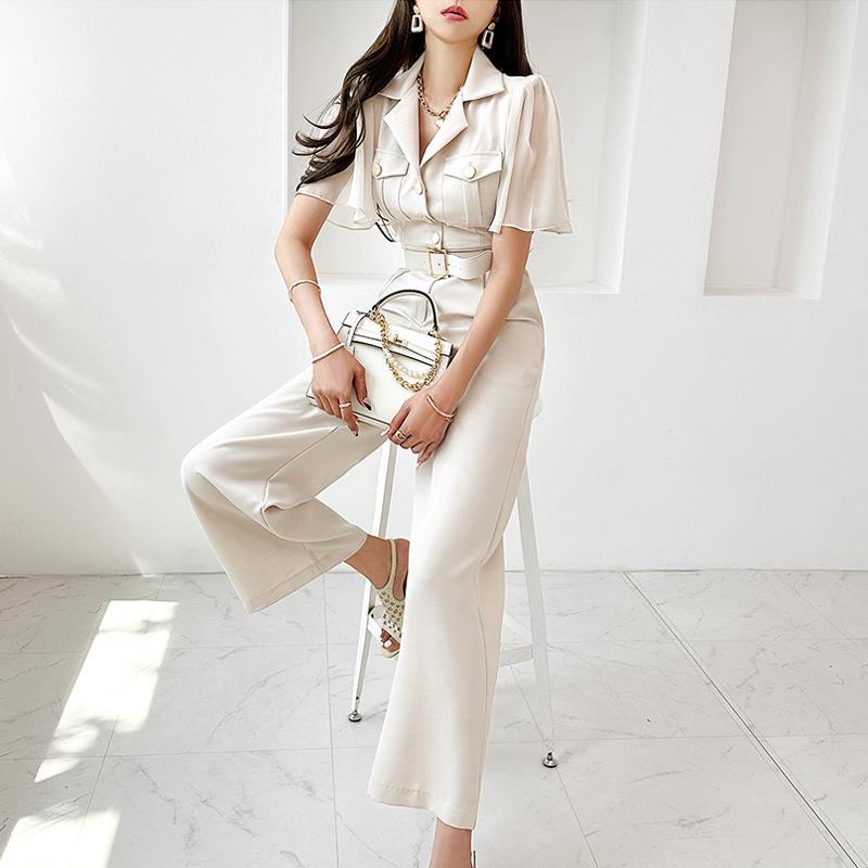 Elegant Summer OL JUMPSUITS WITH Belt-Jumpsuits & Rompers-The same as picture-S-Free Shipping Leatheretro