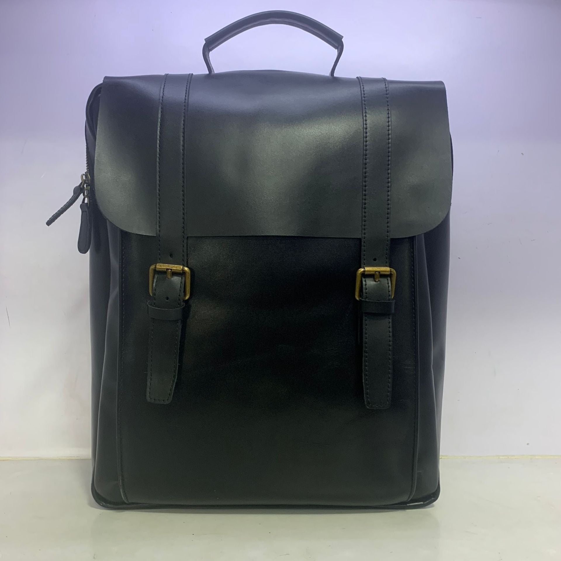 Genuine Leather Men's Backpack-Backpack-Black-30cm*10cm*38cm-Free Shipping Leatheretro