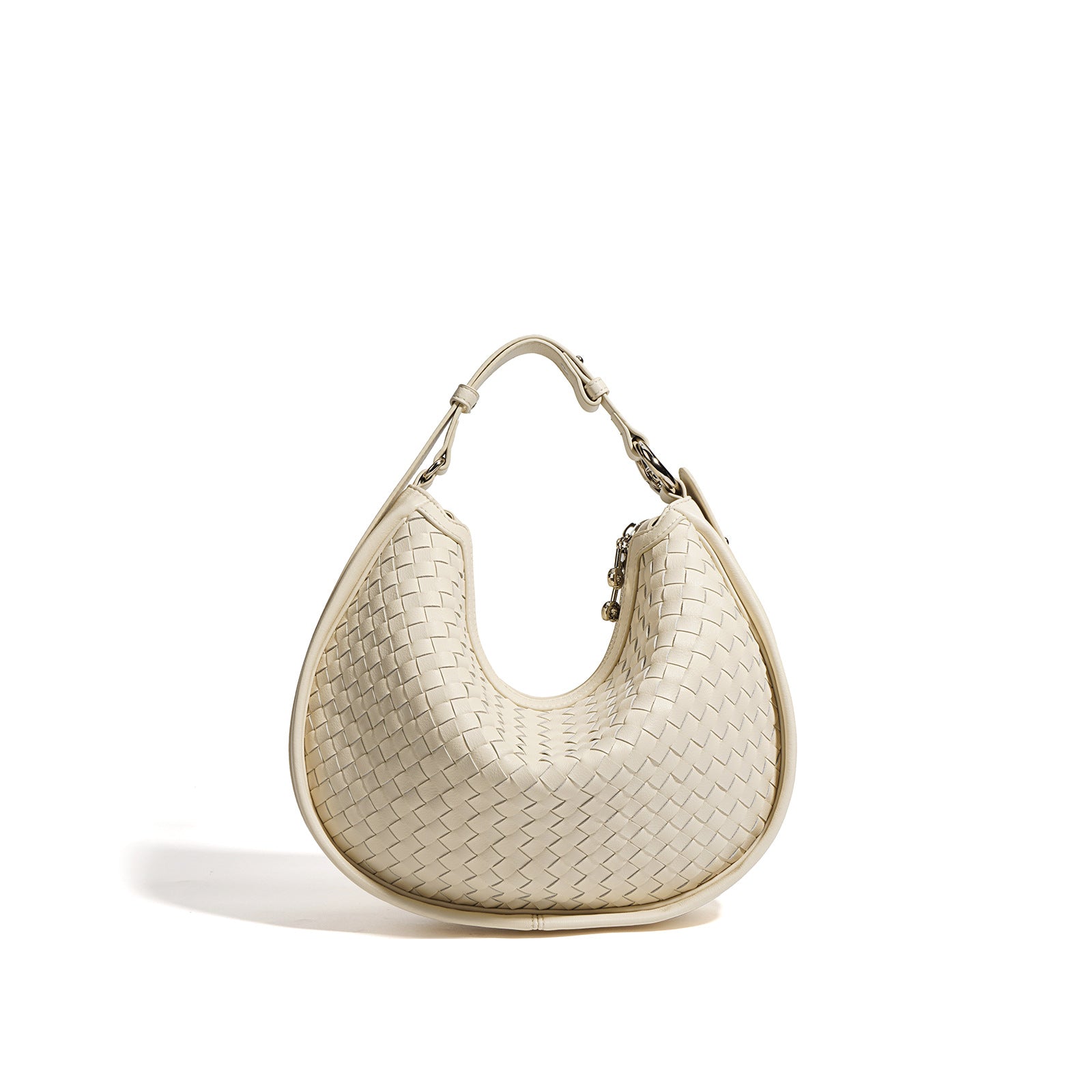Woven Leather Crescent Bag – Stylish Boho Shoulder Bag-Shoulder Bags-White - 31*7*22cm-Free Shipping Leatheretro