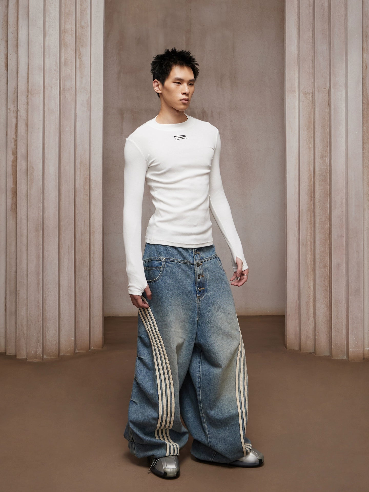 DND4DES Men's Long Sleeve T-Shirt - Ribbed Stretch Fit-Black-S-Free Shipping Leatheretro